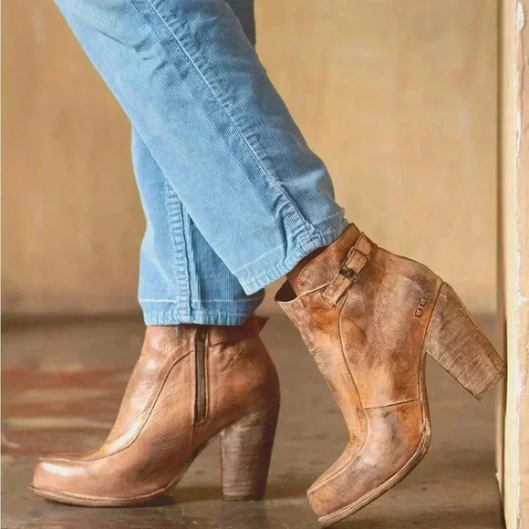 NEW BED STU Isla Tan Rustic Leather Booties Size 6 - Picture 1 of 10
